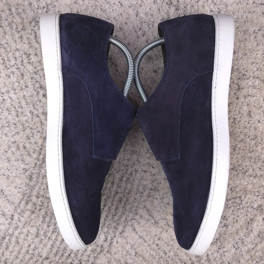 To Boot New York Sneakers Men Size 8.5 Suede Double Monk Strap Navy Blue Buckle